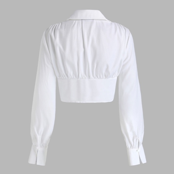 Screen Accurate Solid Long Sleeve Crop Shirt CIDER ASO PJ in Bottoms - Picture 3 of 6